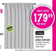 Always Home Stripped Linen Curtain-230x218cm Drop