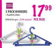 Simple Choice 5 pack Hangers in Assorted Colour