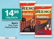 West's Dog Treats Flatties/Rollies-120Gm