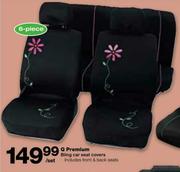 Q Premium Bling Car Seat Covers Set-6 Piece