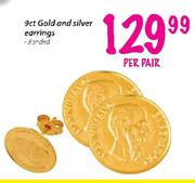 9ct Gold and Silver Earrings-per pair