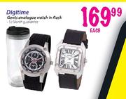 Digitime Gents Analogue Watch in Flask-each