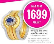 9ct Gold and Silver Sapphire Quinn Set-per set