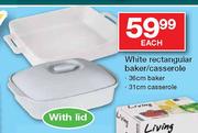 White/Rectangular Baker-36cm/Casserole-31cm-each