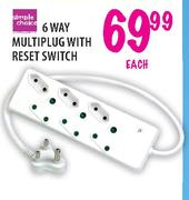 Simple Choice 6 Way Multiplug With Reset Switch-Each