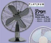 Platinum Metal Desk Fan - 40cm Each
