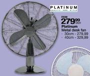 Platinum Metal Desk Fan - 30cm Each