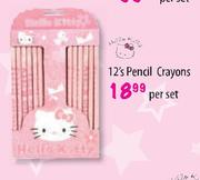 Hello Kitty Pencil Crayons-12's Per Set