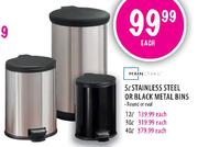 Mainstays Stainless Steel Or Black Metal Bins-5ltr Each