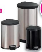 Mainstays Stainless Steel Or Black Metal Bins-12ltr Each