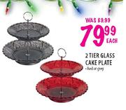 2 Tier Glass Cake Plate Each