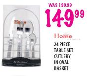 24 Piece Table Set Cutlery In Oval Basket