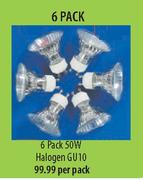 Eurolux 6 Pack 50W Halogen GU10-Per Pack