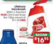 Lifebuoy Handwash-200ml Plus Clinic Care Soap Bar 150gm