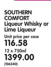 Southern Comfort Liqueur Whisky Or Lime Liqueur-12 x 750ml