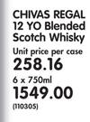 Chivas Regal 12 Yo Blended Scotch Whisky-6 x 750ml