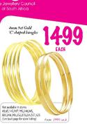 9ct Gold C Shaped Bangles-4mm Each