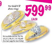 9ct Gold CZ Dress Rings-Each