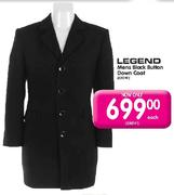 Legend Mens Black Button Down Coat