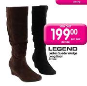 Legend Ladies Suede Wedge Long Boot-per pair
