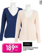 Legend Embellished Long Sleeve V-Neck Cardigan-each