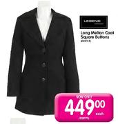 Legend Long Melton Coat Square Buttons