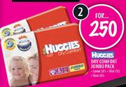Huggies Dry Comfort Jumbo Pack-2xJunior 58's,Midi 78's,Maxi 68's