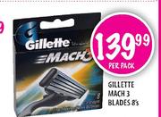 Gillette Mach 3 Blades-8's Per Pack