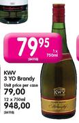 KWV 3 YO Brandy - 1 x 750ml