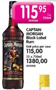 Captain Morgan Black Label Rum - 12 x 750ml