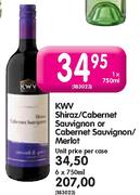 KWV Shiraz/Cabernet Sauvignon or Cabernet Sauvignon/Merlot - 6 x 750ml