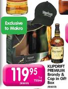 Klipdrift Premium Brandy & Cap In Gift Box - 1 x 750ml
