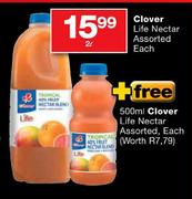 Clover Life Nector Assorted-2L Each + Free 500ml Clover Life Nectar Asssorted Each 