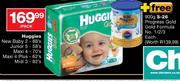 Huggies New Baby 2-88's,JUnior 5-58's,Maxi 4-70's,Maxi 4 Plus-62's,Midi 3-82's-Per Pack