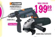 Stramm Power Tools 550W Drill 13mm Chuck/850W Angle Grinder-Each