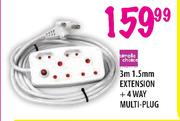 Simple Choice 3m 1.5mm Extension+4 Way Multi-Plug