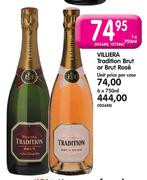 Villiera Tradition Brut Or Brut Rose - 1 x 750ml