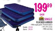 Camp Master Single Flocked Airbed-191 x 99 x 22cm each