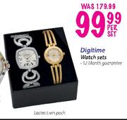 Digitime Ladies Twin Pack Watch Set