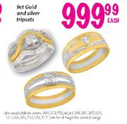 9ct Gold And Silver Tripsets-Each