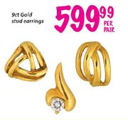 9ct Gold Stud Earrings-Per Pair