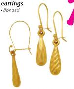 9ct Gold And Silver Large Plain Teardrop Earrings- Per Pair
