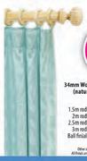34mm Wooden Curtain Rod-1.5m