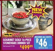 Gourmet Gold 16-Piece Stoneware Dinner Set