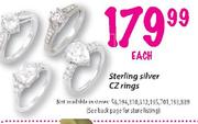 Sterling Silver CZ Rings-each
