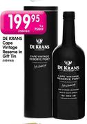 DE KRANS Cape Vintage Reserve In Gift Tin - 1 x 750ml