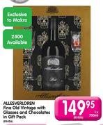 Allesverloren Fine Old Vintage With Glasses With Glasses And Chocolates In Gift Pack - 1 x 750ml