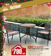 Living Out 3-Piece Palma Bistro Table & Chairs