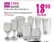 Simple Choice 3 Pack Hi-Ball, Zombi, Willy or Whisky Glasses-per pack
