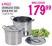 4 Piece Stainless Steel Stock Pot Set-7 Ltr and 10 Ltr Pots
